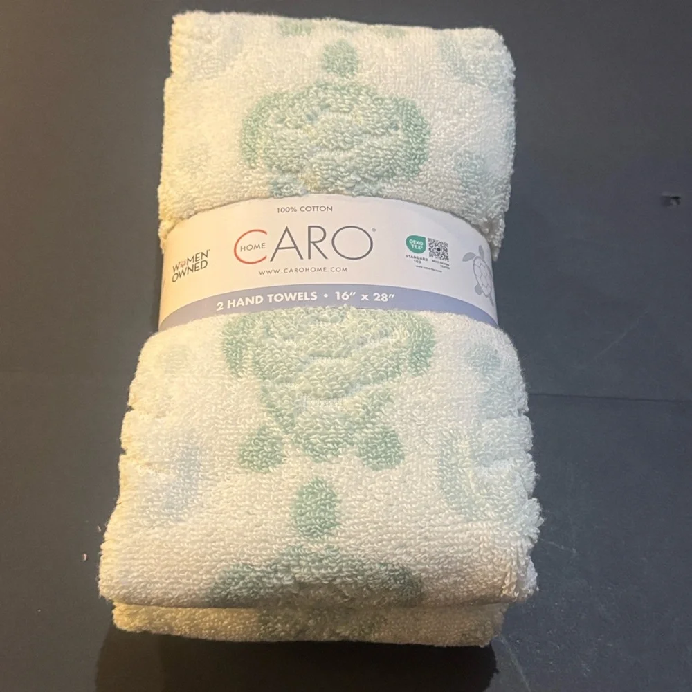 4pc CARO HOME 100% Cotton Tortuga Tile Bath Towel Set - Green/Blue